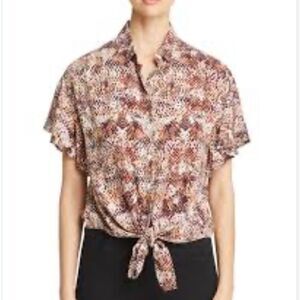BeachLunchLounge Bae Snake Print button front blouse size medium
